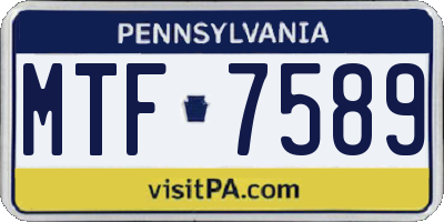 PA license plate MTF7589