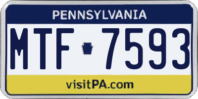 PA license plate MTF7593