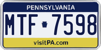 PA license plate MTF7598