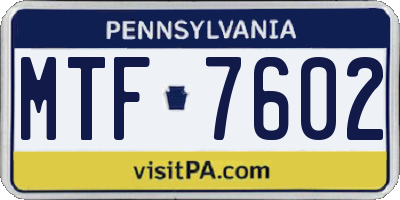 PA license plate MTF7602