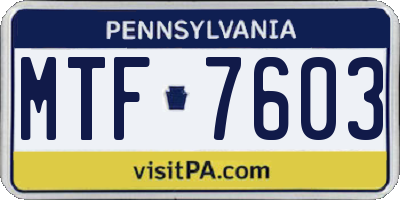 PA license plate MTF7603