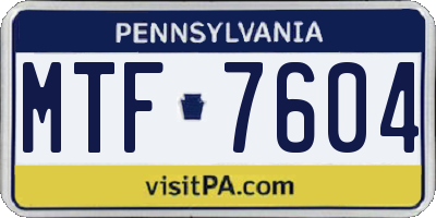 PA license plate MTF7604