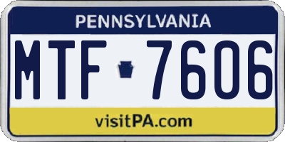 PA license plate MTF7606