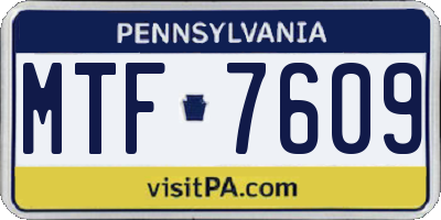 PA license plate MTF7609