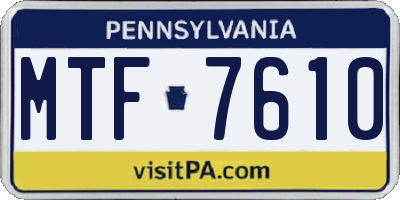 PA license plate MTF7610
