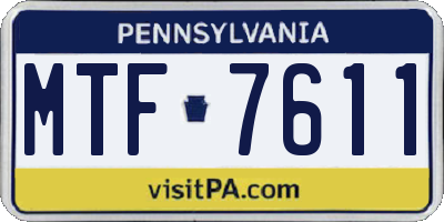 PA license plate MTF7611