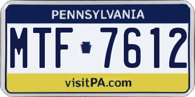 PA license plate MTF7612