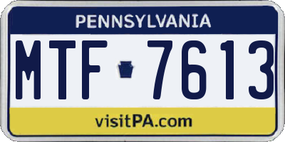 PA license plate MTF7613