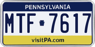 PA license plate MTF7617