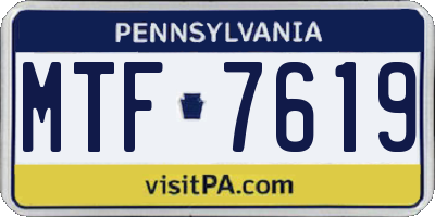PA license plate MTF7619