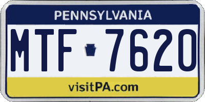 PA license plate MTF7620