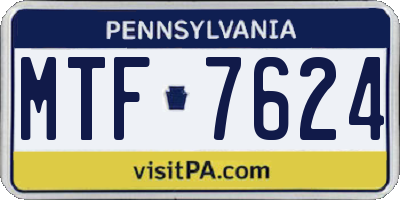 PA license plate MTF7624