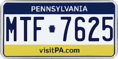 PA license plate MTF7625