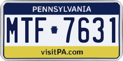 PA license plate MTF7631