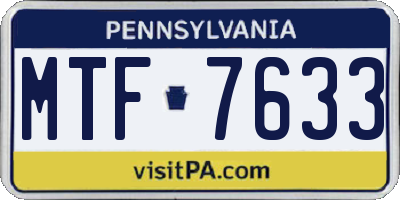 PA license plate MTF7633