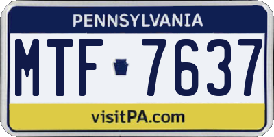 PA license plate MTF7637