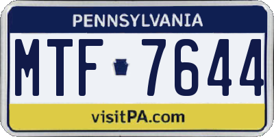 PA license plate MTF7644