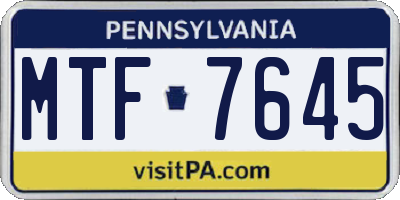 PA license plate MTF7645