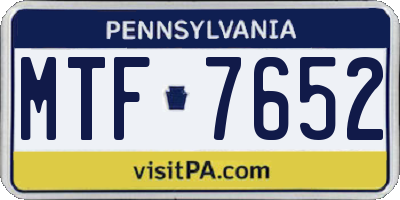 PA license plate MTF7652