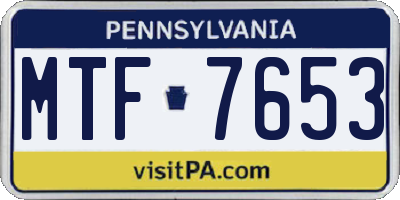PA license plate MTF7653
