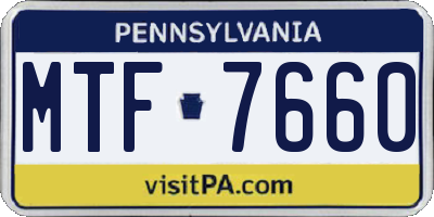 PA license plate MTF7660