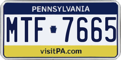 PA license plate MTF7665