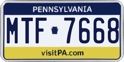 PA license plate MTF7668