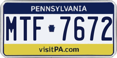 PA license plate MTF7672