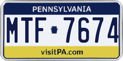 PA license plate MTF7674