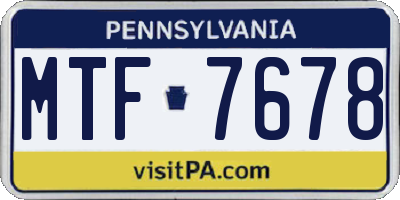 PA license plate MTF7678