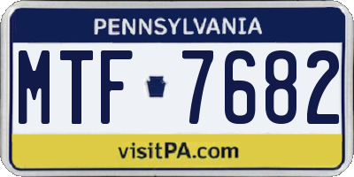 PA license plate MTF7682
