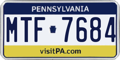 PA license plate MTF7684