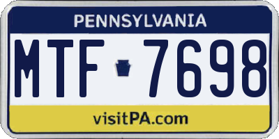 PA license plate MTF7698