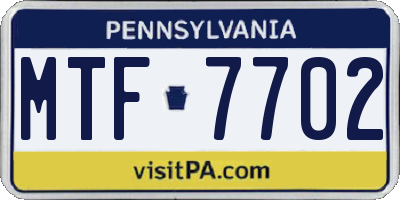 PA license plate MTF7702