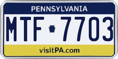 PA license plate MTF7703