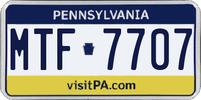 PA license plate MTF7707