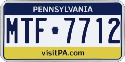PA license plate MTF7712