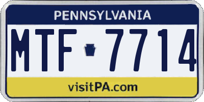 PA license plate MTF7714
