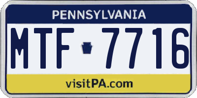 PA license plate MTF7716