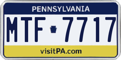 PA license plate MTF7717