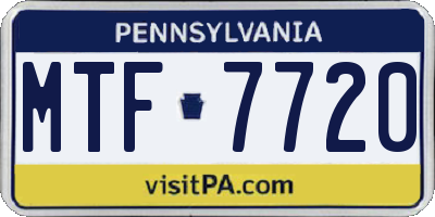 PA license plate MTF7720