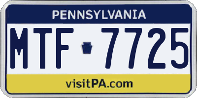 PA license plate MTF7725