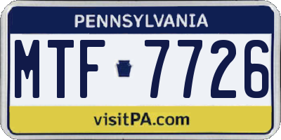 PA license plate MTF7726