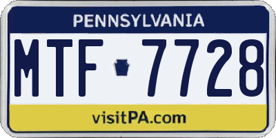 PA license plate MTF7728