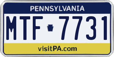 PA license plate MTF7731
