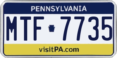 PA license plate MTF7735