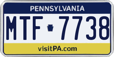 PA license plate MTF7738