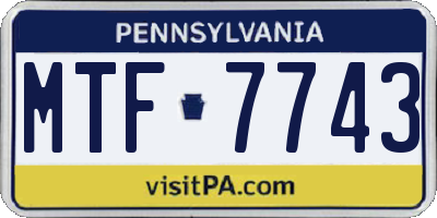 PA license plate MTF7743