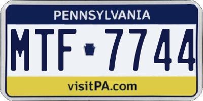 PA license plate MTF7744