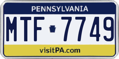 PA license plate MTF7749